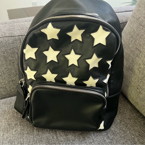 Zara Handbags - Zara Star Printed Black Leather Backpack